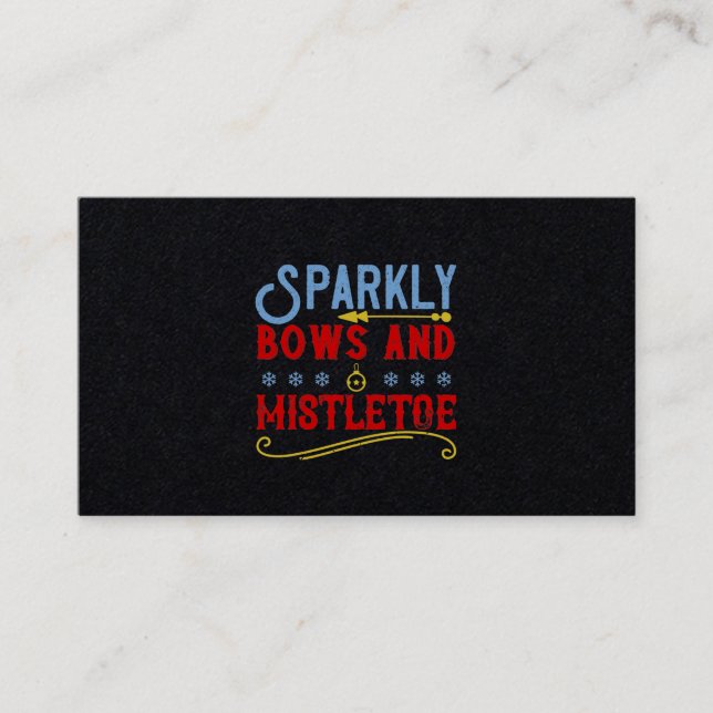 Sparkly Bows And Mistletoe Business Card (Front)