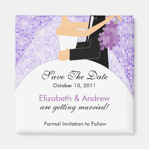 Sparkly Bride Groom Save The Date Magnet