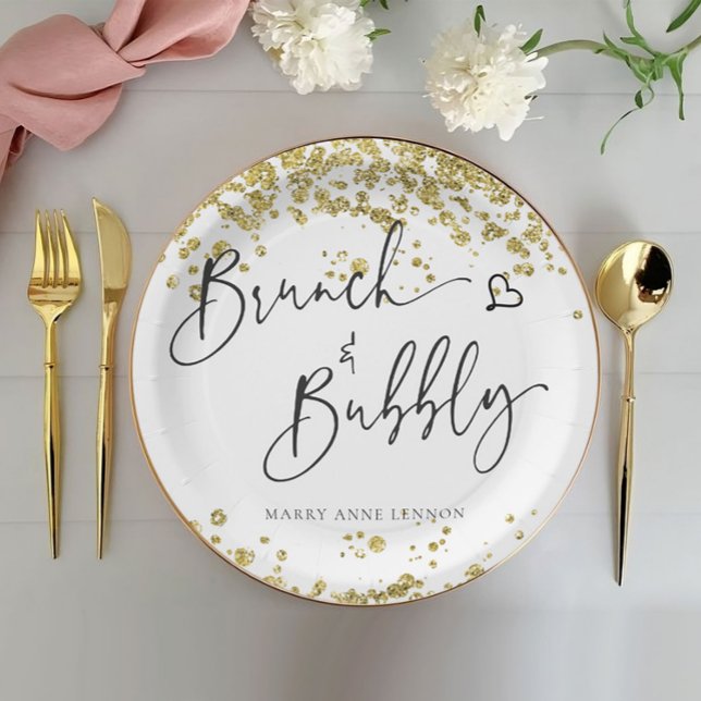 Sparkly Brunch and Bubbly  Paper Plate (Creator Uploaded)
