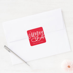 Sparkly Bubbly Script Merry Holiday Square Sticker