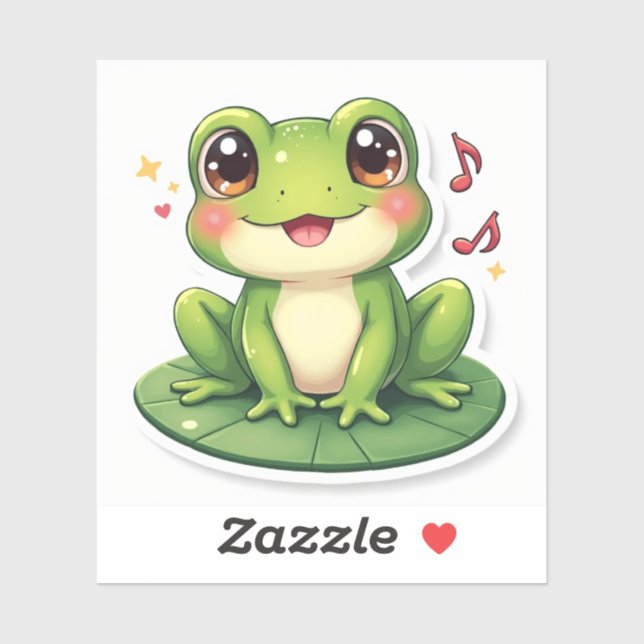 Sparkly Cheek Frog – Kawaii Sticker Charm (Sheet)