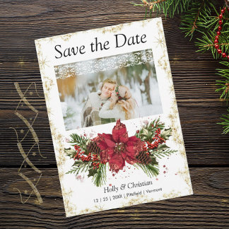 Sparkly Christmas Save the Date Wedding Cards