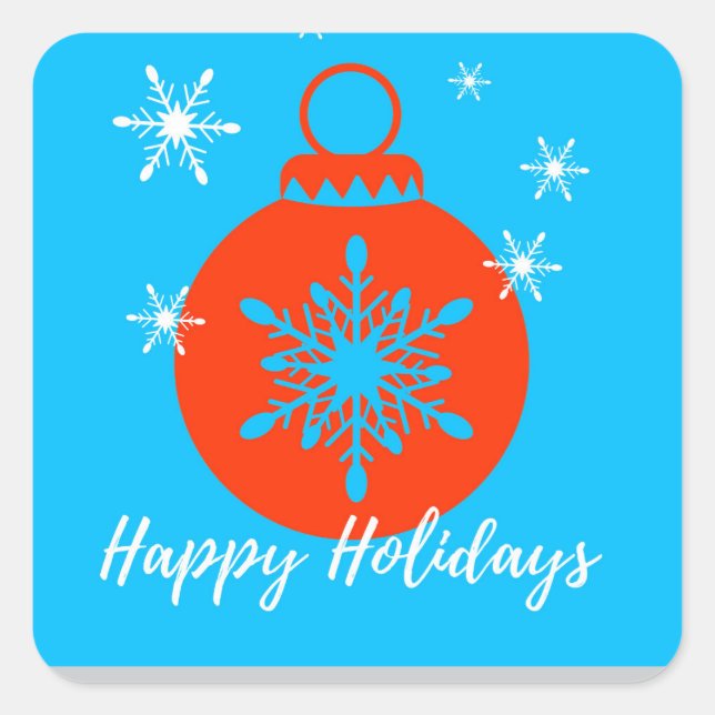 Sparkly Christmas Snowflake Decor Ball Square Sticker (Front)