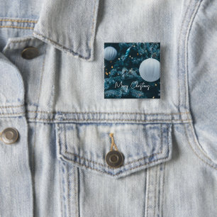 Sparkly Christmas Tree and Christmas Balls 15 Cm Square Badge