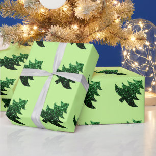 Sparkly Christmas tree green sparkles Light Green Wrapping Paper