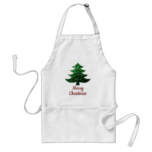 Sparkly Christmas tree green sparkles Personalize  Standard Apron