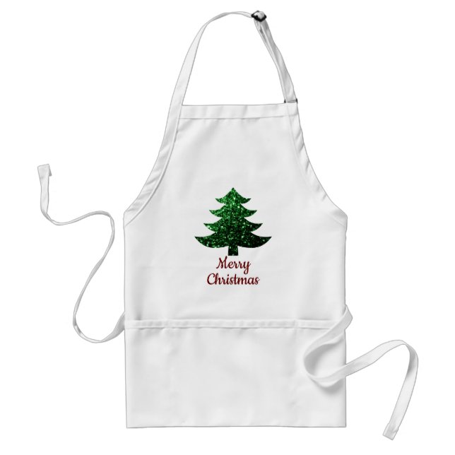 Sparkly Christmas tree green sparkles Personalize  Standard Apron (Front)