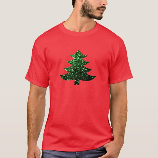 Sparkly Christmas tree green sparkles T-Shirt (Front)
