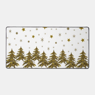 Sparkly Christmas tree, moon, stars Desk Mat