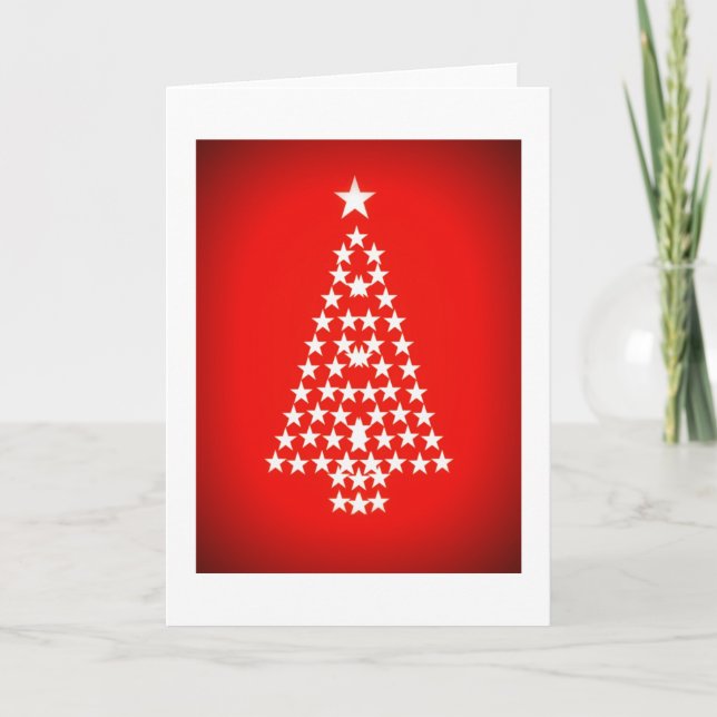 Sparkly Christmas Tree, red Holiday Card (Front)
