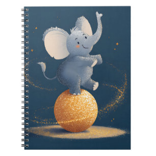 Sparkly Circus Elephant on Golden Ball Art Notebook