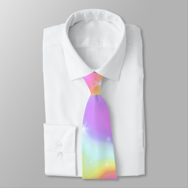 Sparkly Colorful Holographic Vibrant Fun Creative  Tie (Tied)