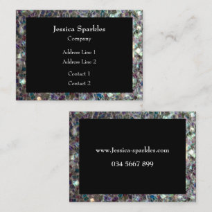Sparkly colourful silver mosaic frame Black Business Card