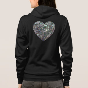 Sparkly colourful silver mosaic Heart (back) Hoodie