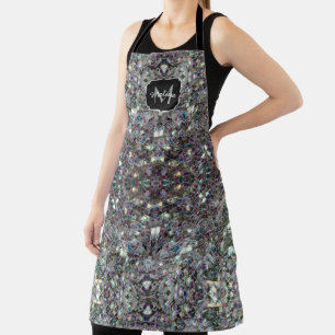 Sparkly colourful silver mosaic Monogram Apron