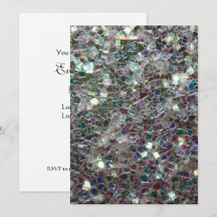 Sparkly colourful silver mosaic Personalise Invitation