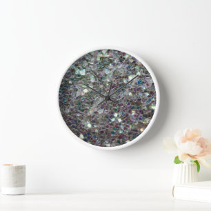 Sparkly colourful silver mosaic wall clock