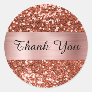 Sparkly Copper Glitter Rose Gold Shimmer Foil Classic Round Sticker