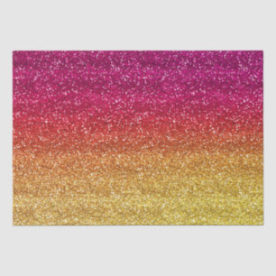 Sparkly Dark Pink & Yellow Gradient Glitter Tissue Paper