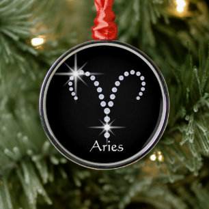 Sparkly Diamond Aries Metal Tree Decoration