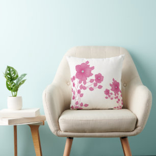 Sparkly Diamond Gem Pink Flowers Cushion