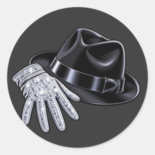 Sparkly Diamond Glove and Fedora Hat Pop Art T-Shi Classic Round Sticker