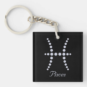 Sparkly Diamond Pisces Symbol   Key Ring