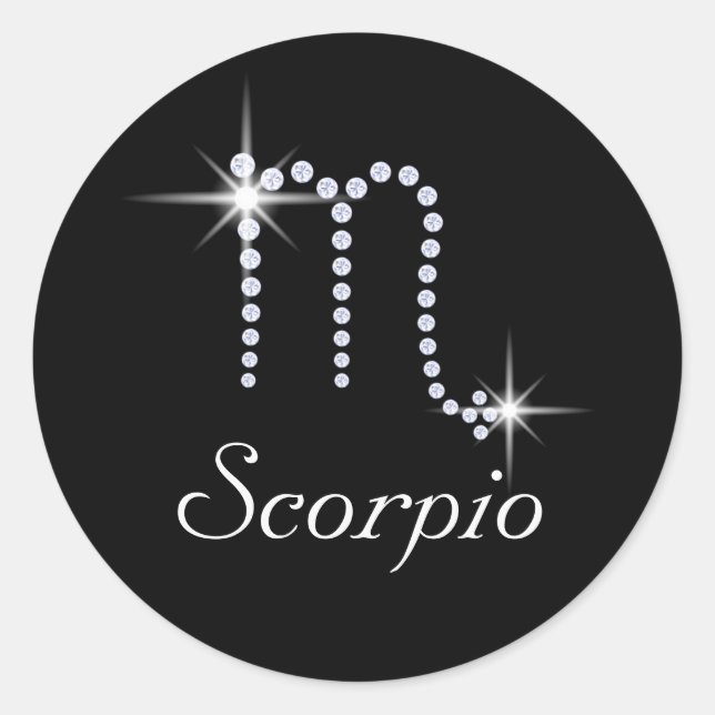 Sparkly Diamond Scorpio  Classic Round Sticker (Front)
