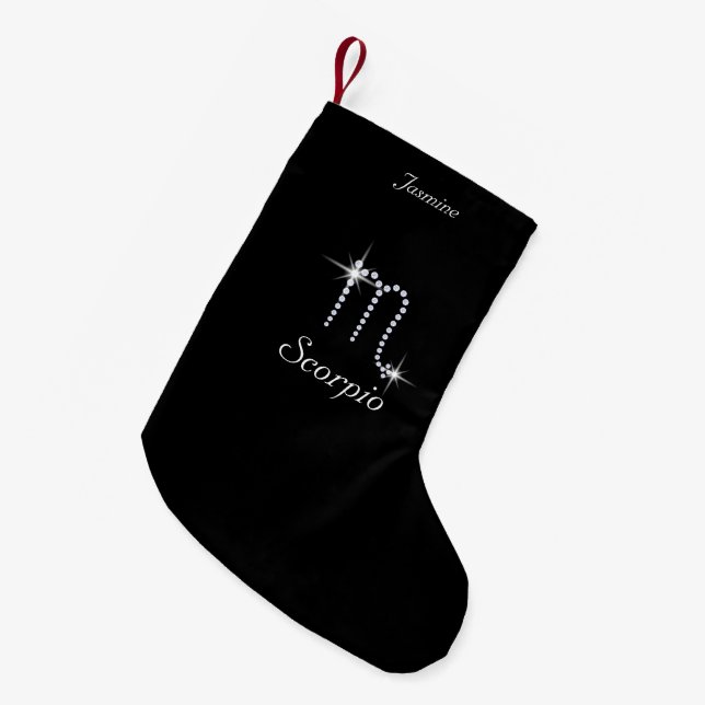 Sparkly Diamond Scorpio Personalised Small Christmas Stocking (Front (Hanging))