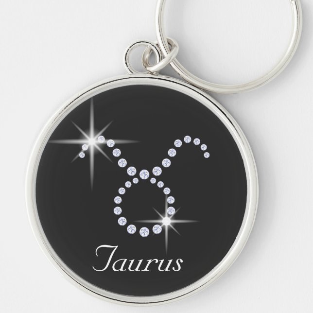 Sparkly Diamond Taurus  Key Ring (Front)