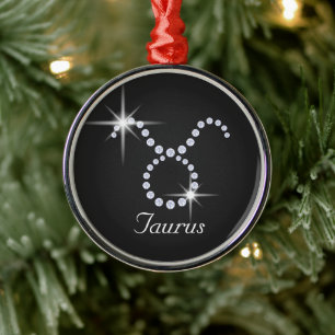 Sparkly Diamond Taurus  Metal Tree Decoration