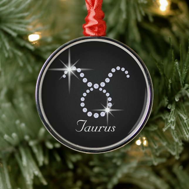 Sparkly Diamond Taurus  Metal Tree Decoration (Tree)
