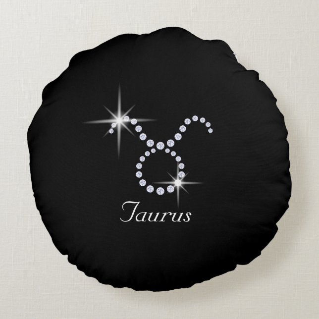 Sparkly Diamond Taurus  Round Cushion (Back)
