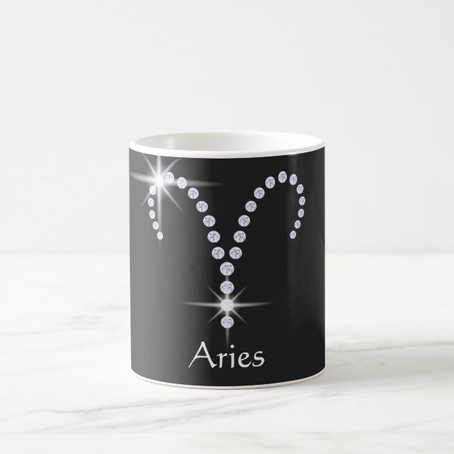 Sparkly Diamonds Aries Symbol  Coffee Mug (Center)