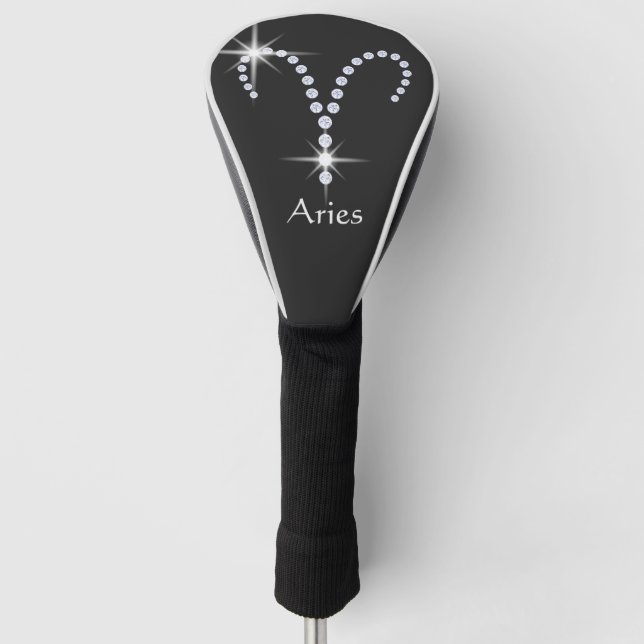 Sparkly Diamonds Aries Symbol  Golf Head Cover (Front)