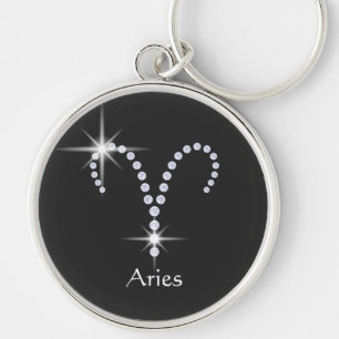 Sparkly Diamonds Aries Symbol   Key Ring