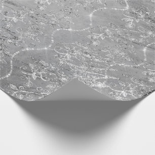 Sparkly Diamonds Marble Silver White Gray Wrapping Paper