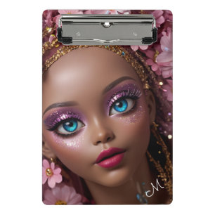 Sparkly Doll Glitter and Flowers Mini Clipboard