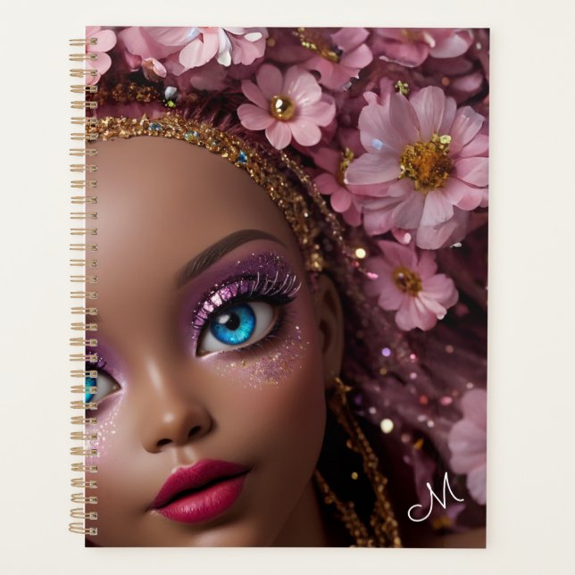 Sparkly Doll Glitter and Flowers Planner (Front)