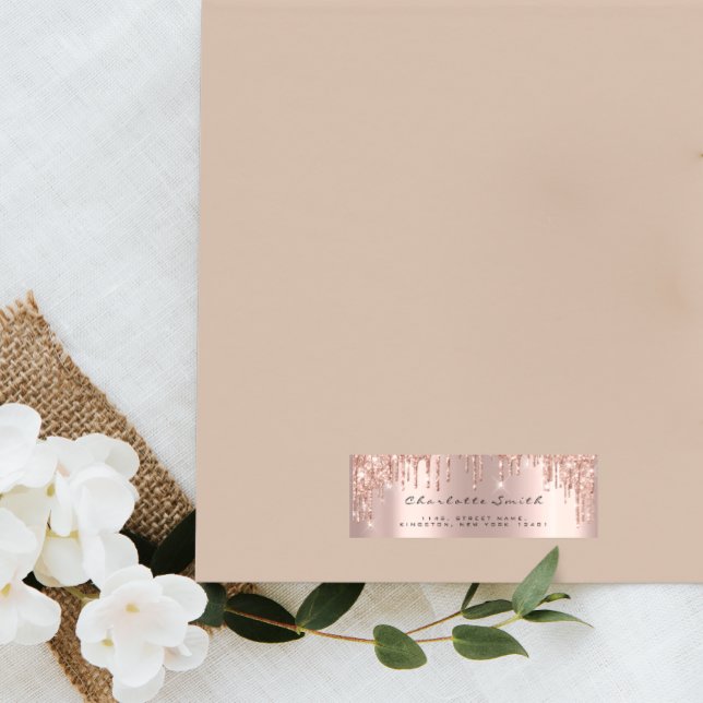 Sparkly Drips Rose Blush Return Address Labels (Sparkly Drips Rose Blush Return Address Labels)