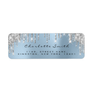Sparkly Drips Silver Gray Grey Blue RSVP Wedding