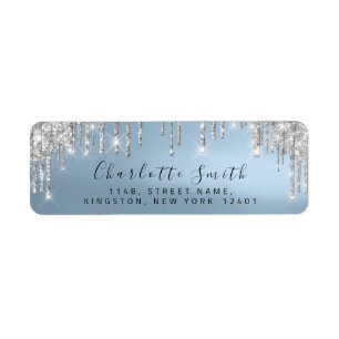 Sparkly Drips Silver Grey Royal Blue RSVP Bridal