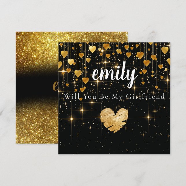 Sparkly Elegant Will You Be My Girlfriend Card (Front/Back)