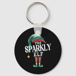 Sparkly Elf Christmas Group Xmas Pajama Party Key Ring