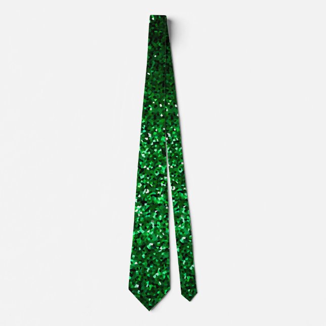 Sparkly Emerald Green Glitter Patterns Wedding Tie (Front)