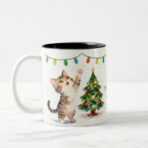 Sparkly-Eyed Christmas Tree Kitten Gift