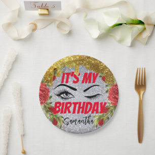 Sparkly Fancy Birthday 18th 21st 30th 50th Paper Plate