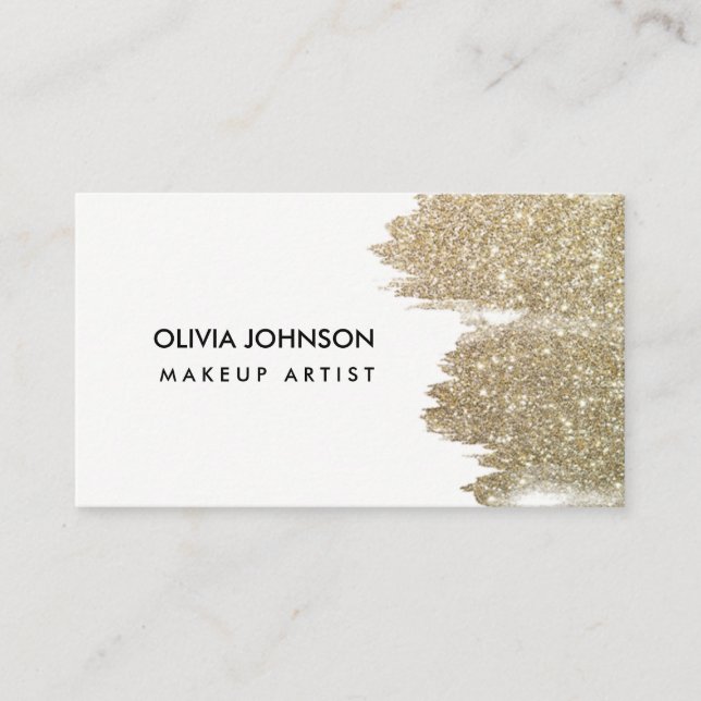 Sparkly Faux Glitter Makeup Artist Business Cards (Front)