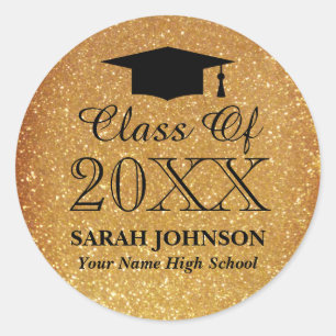 Sparkly faux gold graduation stickers and seals