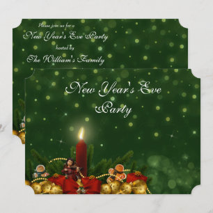 Sparkly Festive Decorative New Year's Eve Invitation